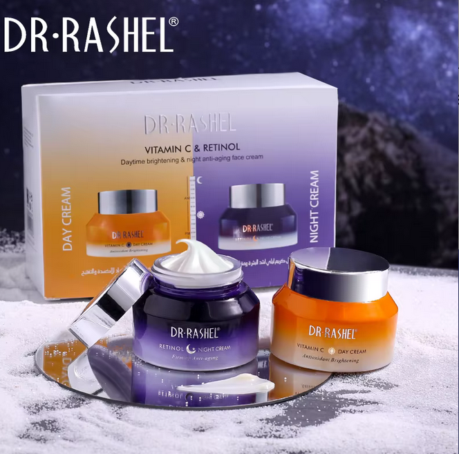 Dr Rashel Vitamine C et Rétinol une crème de jour éclaircissante et anti-âge de nuit pour le visage