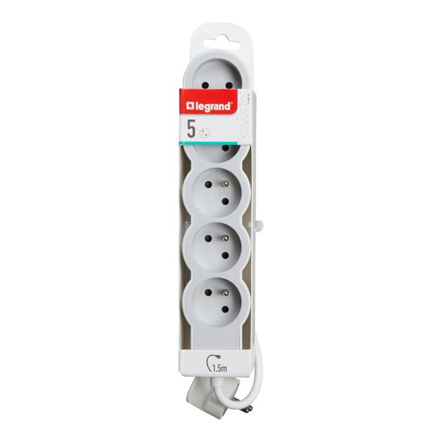 Rallonge Multiprise extra-plate 5 prises 2P+T Surface - Legrand 049480 - Cordon 1.5m