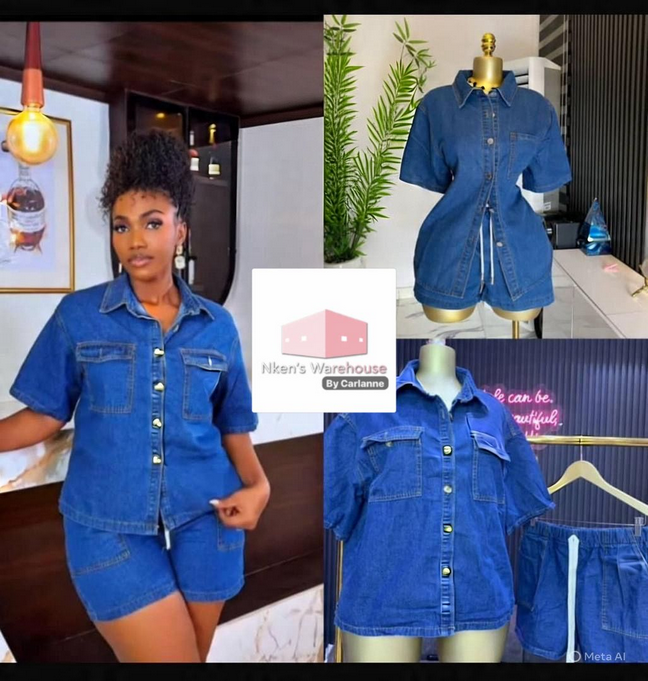 Chemise en jean multi-poches de créateur directement en usine Ensemble à manches courtes de couleur unie Vente en gros de costume pour femme à la mode