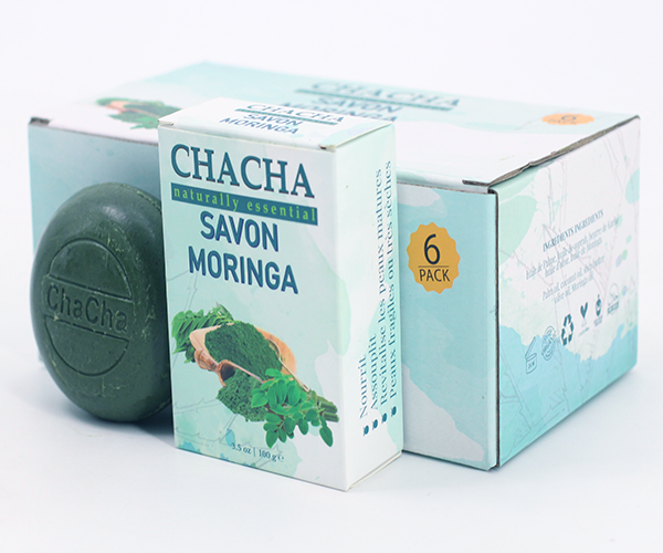 Cha Cha Savon Moringa, for soft skin care, procure un soin tout en souplesse pour la peau.