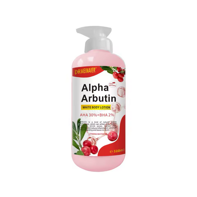 Alpha Arbutin Lotion pour le corps Lait éclaircissant pour la peau 500ml Acide aux fruits Crème pour le corps Contient VE Lotion éclaircissante hydratante et éclaircissante
