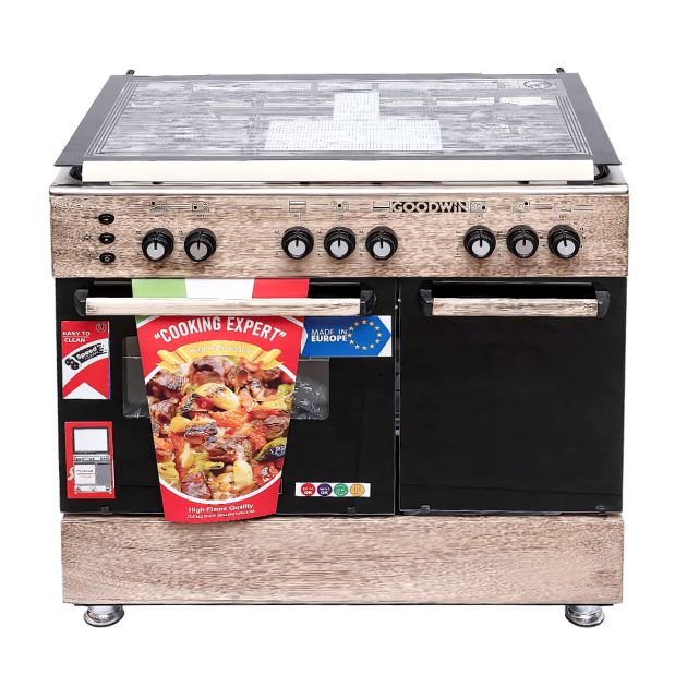 Cuisinière GOODWIN - Allumage électrique - 5 Feux - 60 x 90 cm + Pack de 6 pièces d'assiettes + 6 pièces de verres à eau + 6 pièces de bols résistants Offert