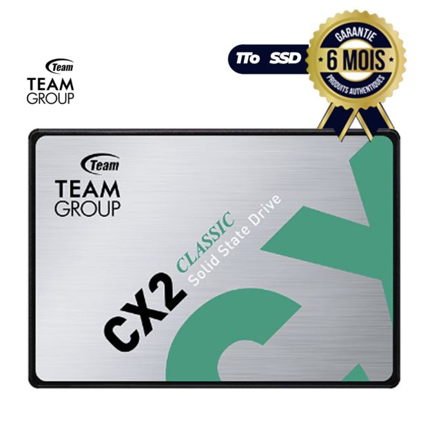 Disque dur interne TeamGroup CX2 - SSD 2.5'' - SATA III - 1 To - 530MB/s - 06 mois de garantie