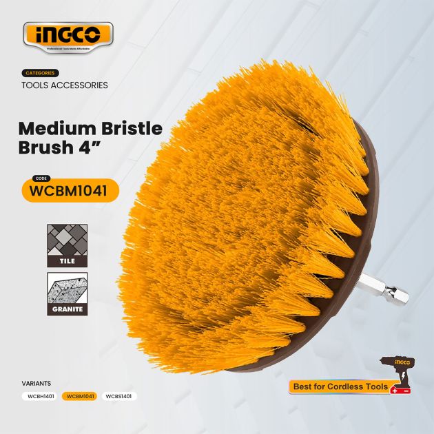 Brosse à poils doux 4’’(100 mm) - Nettoyage pour perceuse - INGCO WCBS1401