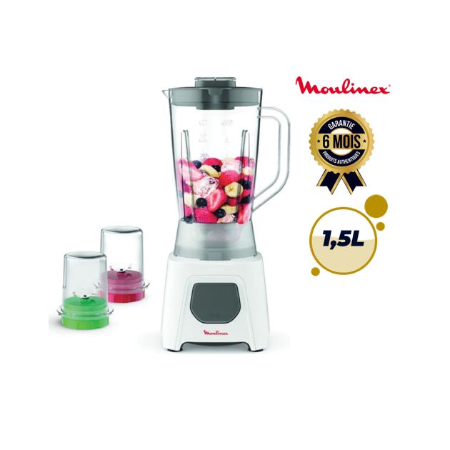 Blendeur/Mixeur Ice Crusher Avec Technologie de Lame ZELKROM - MOULINEX - LM2B3110 UNO 2 - 2 BOL - 1.5L - 450W