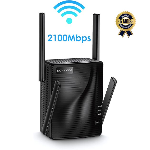 Répéteur WiFi - Double bande - 2100 Mbps - Rockspace AC2100