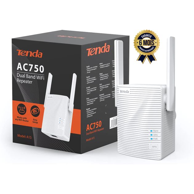 Répéteur de Portée Wi-Fi - Double Bande - Tenda AC750 A15