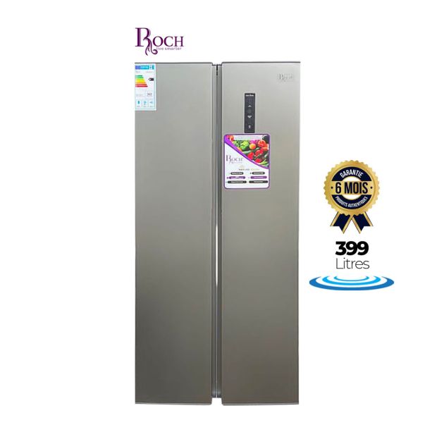 Réfrigérateur American double battantRoch - RFR 500SBS-L - 399L - Gris - Garantie 6 Mois