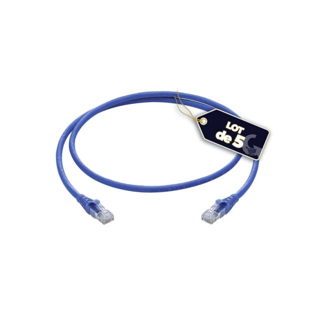 Lot de 5 cordon de brassage Cat6a RJ45, 4 pair U/FTP, LSZH - 1mes