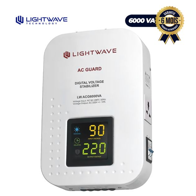 Régulateur de tension mural - LIGTHWAVE - 6000VA - 6000VA-ACG6000 - Garantie 6 mois