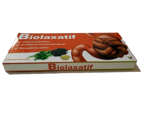 Biolaxative is a product used to facilitate intestinal transit, soften stools. Biolaxative is used to combat constipation. It is also used to kill intestinal worms.