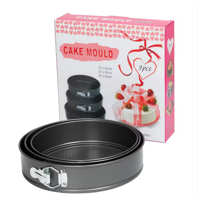 Ensembles de ustensiles de cuisson 24cm 26cm 28cm 3 pièces plateau à gâteau moule à gâteau en acier au carbone antiadhésif moule à ressort ensemble moule à gâteau ustensiles de cuisson
