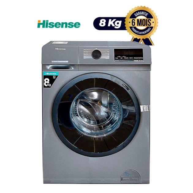 Machine à laver automatique 8Kg - Hisense - WFQP8014EVMT - Argent