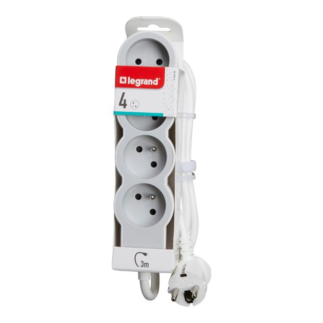 Rallonge multiprise 4 prises 2P+T surface - Legrand 049475 - Cordon 1.5 m