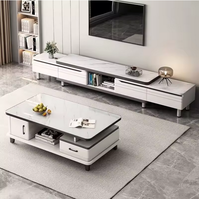 Moderne Simple blanc meuble TV crème vent thé Table luxe petit appartement salon nouveau calme ménage panneau en bois vent