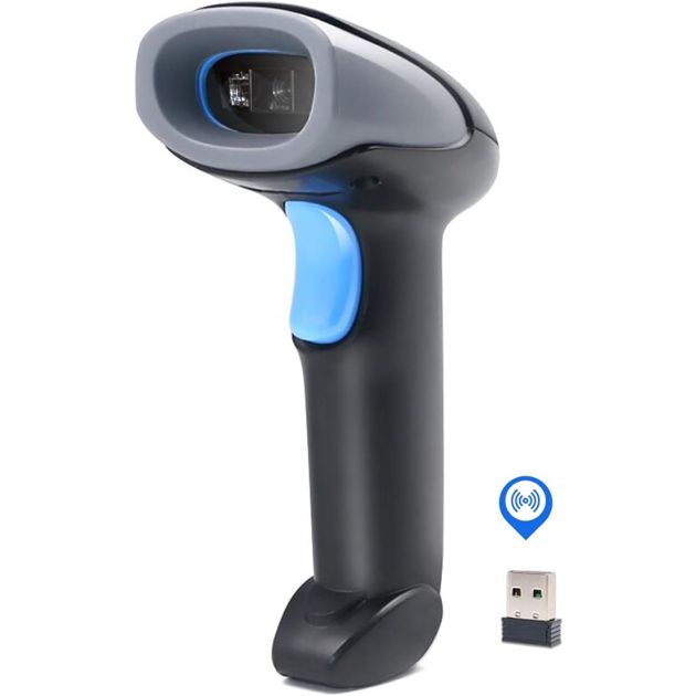 Scanner de codes-barres portable 1D/2D/QR  Lecteur de codes-barres sans fil 2,4 G et filaire USB