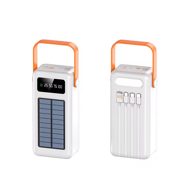Banque d'énergie solaire avec lampe de poche et câbles 30000mah powerbank 50000mAh chargeur solaire 100000mah banques d'énergie solaire pour téléphones