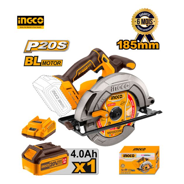Scie sauteuse sans fil - INGCO CJSLI65081 - 20V - 2400 tr/min + Batterie Lithium-Ion