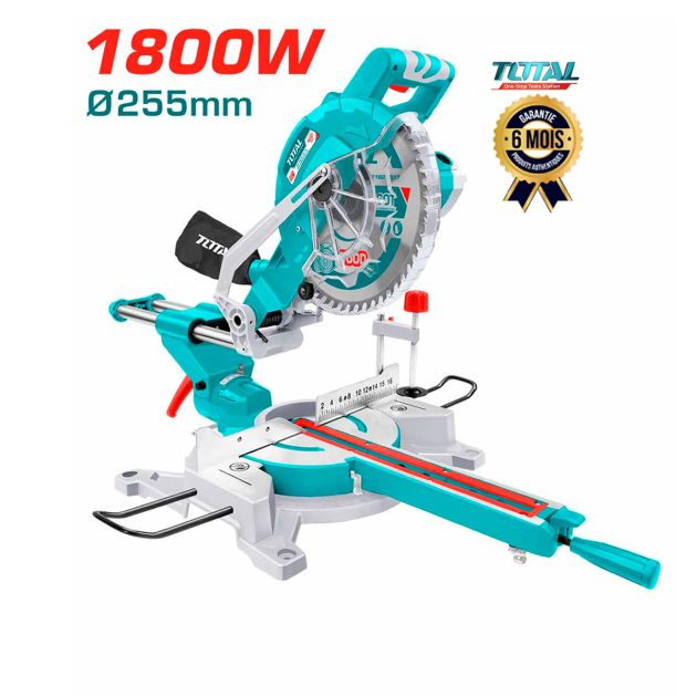 Scie à onglet coulissante - TOTAL TS421825517 - 1800W - 254 mm - 6 Mois