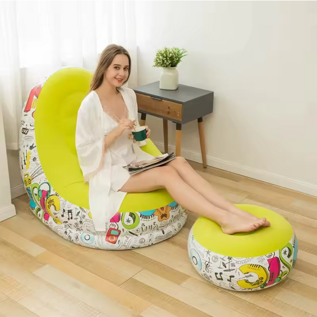 Canapé gonflable pour l'extérieur, chaise longue portable avec pompe à air, mobilier de camping, canapé pliable pour l'intérieur et l'extérieur
