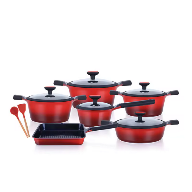 Ustensiles de cuisine ensembles d'ustensiles de cuisine en céramique 13 pièces à induction antiadhésive batterie de cuisine pour grande famille vente en gros