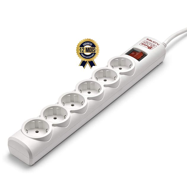 Rallonge SPS Safe 6 - Salicru - Prise Parafoudre - 6 Prise - Protection surtension - 12 mois