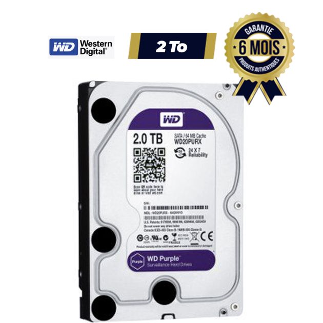 Disque dur interne Western Digital Purple Surveillance HDD 2To 6Gb/s