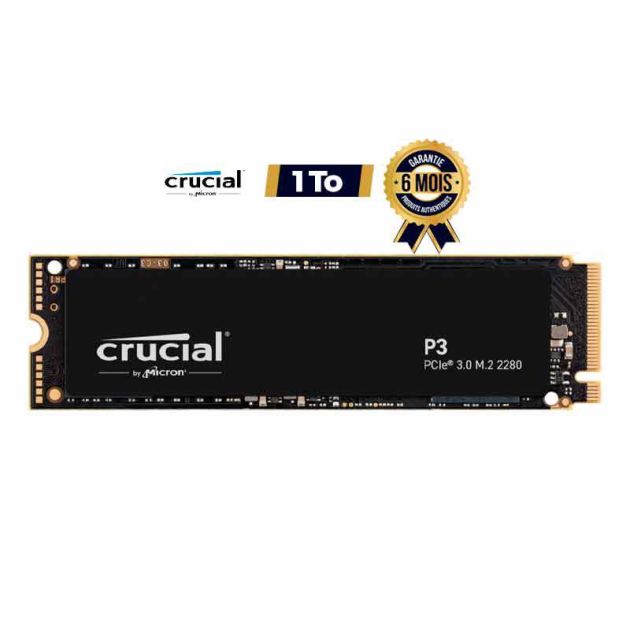 SSD interne Crucial P3 1 To PCIe M.2 2280 3 500 Mo/s