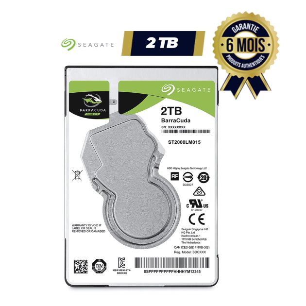 Disque dur interne Seagate Guardian BarraCuda 2 To 2.5" SATA 6Gb/s 5400 rpm