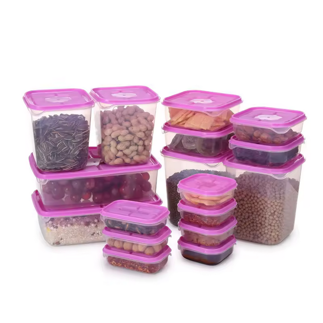 17 ensembles de récipients de stockage d'aliments en plastique transparent micro-ondable pour la fraîcheur et les occasions de cadeaux