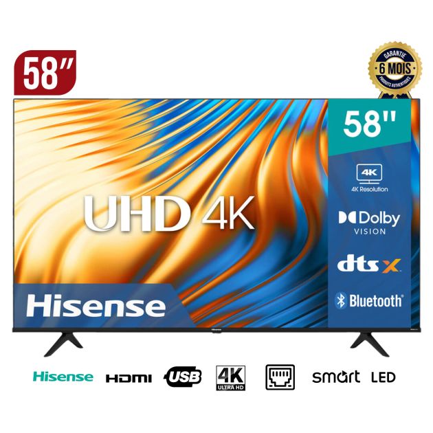 TV Smart Hisense 58 pouces - 58A6N - Ultra HD - 4K - HDR - 6 mois de garantie