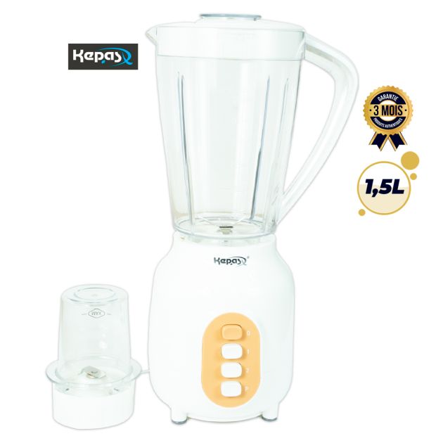 Blender/Mixeur Avec Protection Contre la Surchauffe - KEPAS - K-48 - 1,5L - 350W - 1bol Sec - Bols Plastique