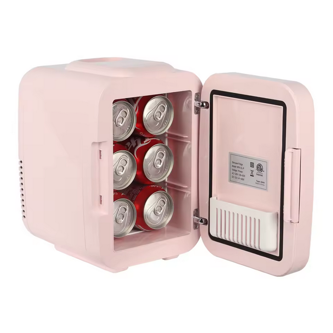 Petit mini-réfrigérateur 4L AC220V amical réfrigérateur avec miroir porte en verre lumière LED vanité réfrigérateur froid et chaud pour la maison voiture