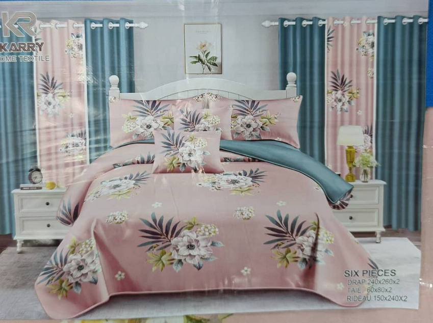 KARRY Home TEXTILE.  Draps 03places avec rideaux et tais