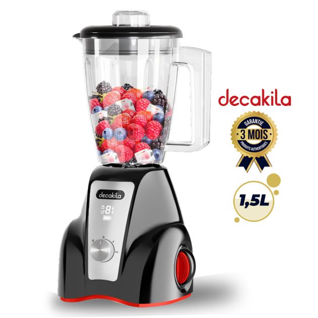 Blender-Mixeur rechargeable - DECAKILA KMJB049B – 300 W - 1,5 L - Batterie 2000 mAh - 4 lames