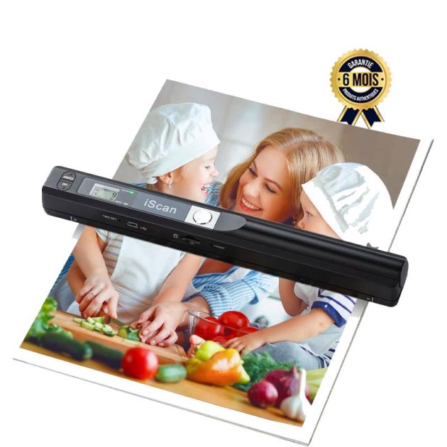 Scanner portable pour photos et documents A4, reçus, livres Jusqu'à 900 DPI - Avec SD 16 Go