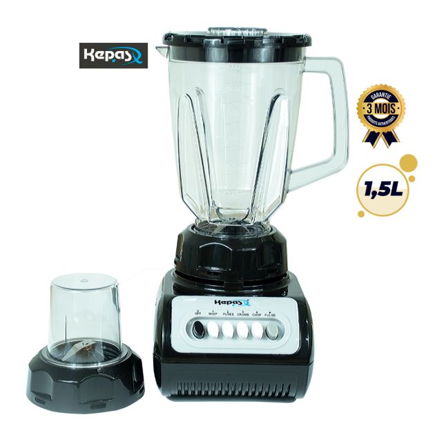Blender/Mixeur Avec Contrôle de Vitesses Multiples - KEPAS - K-1011 - 250W - 1,5L - 2 Bols Plastiqu