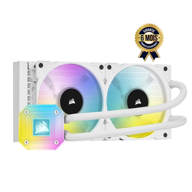 Watercooling autonome - Corsair iCue H100i Elite Capellix Blanc