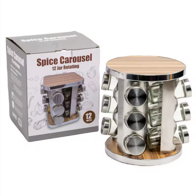 Support de stockage d'épices rotatif à 360 degrés en acier inoxydable, étagère à condiments, ensemble de pots d'assaisonnement, fournitures de cuisine,