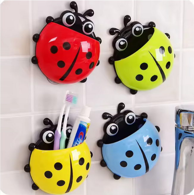 Porte-brosse à dents en forme de coccinelle pour enfants/porte-brosse à dents mural de salle de bain pour enfants/porte-brosse à dents à dentifrice bon marché