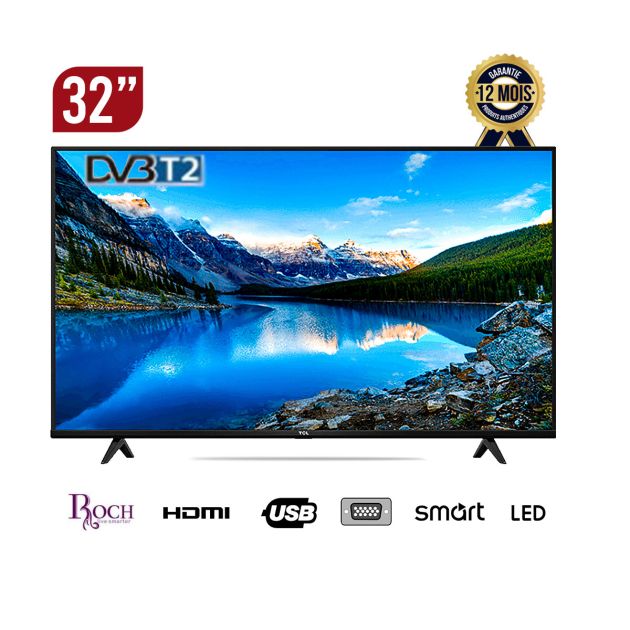 TV Roch 32’’ smart - RH-LE32DSA- B - HD Ready - Android + Support mural integre - 6 Mois