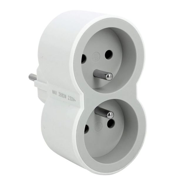 Fiche multiple 2 prises 2P+T frontales - 16A - 3680 W - Legrand 049431