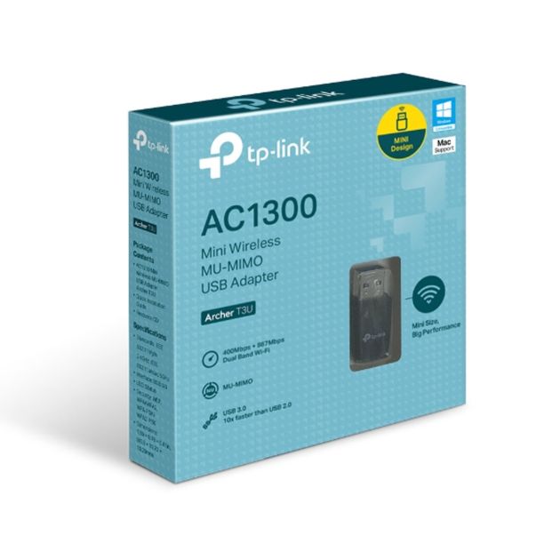 Adaptateur Wi-Fi USB - Tplink Archer T2U Nano AC600 - Pour Ordinateur et PC - Débit 600 Mbps