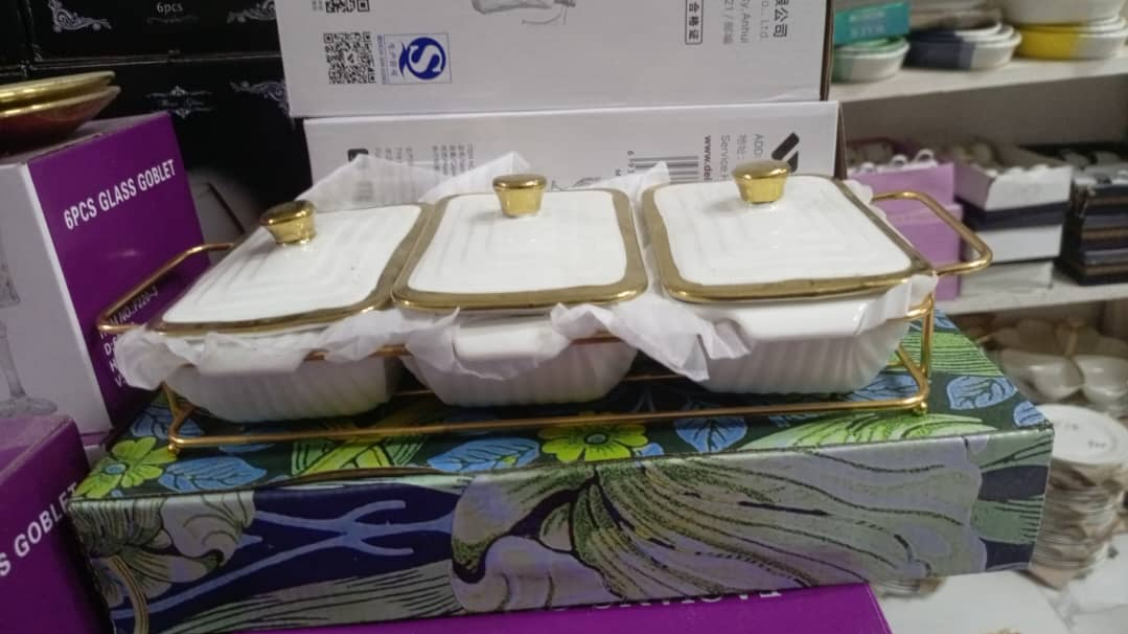 Chaud Rectangulaire Doré En Céramique Pot Plateau De Cuisson Vaisselle De Luxe Lumière