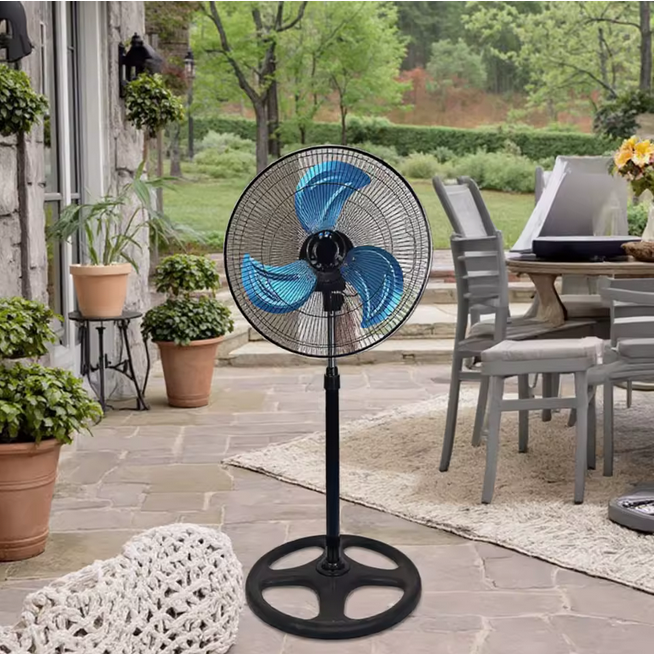 Ventilateur électrique sur pied Offre Spéciale de 18 pouces avec pales en aluminium 1-en-1 Installation de boîte industrielle en plastique Refroidissement extérieur à vitesse unique