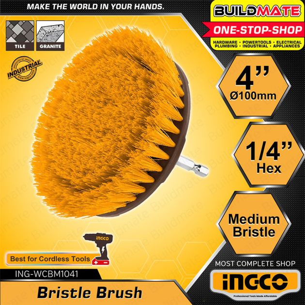 Brosse à poils durs 4" (100 mm) - Nettoyage pour perceuse - INGCO WCBH1401