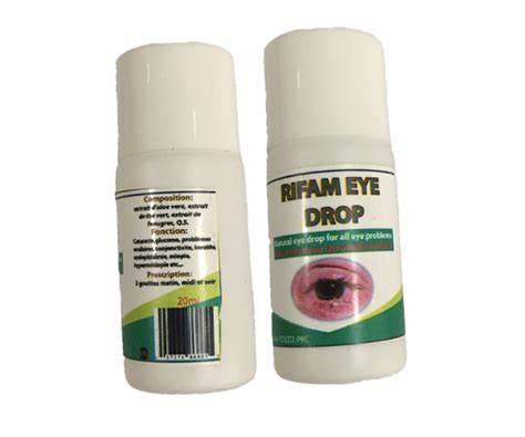 Rifam Eye Drop; an antibacterial and antifungal agent used in the treatment of cataracts, glaucoma, myopia, conjunctivitis and other eye problems
